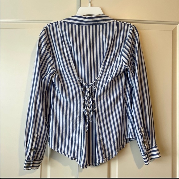 Anthropologie Pilcro and the Letterpress lace up back top button down size 14 - Picture 3 of 5